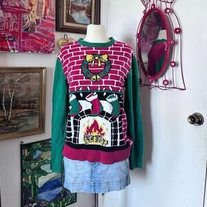 ugly christmas sweater brand red green knit sweater top